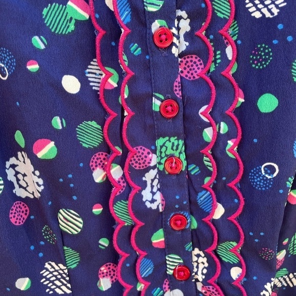 Modcloth Scalloped Geometric Circle Print Babydoll Tank Top - Picture 3 of 8